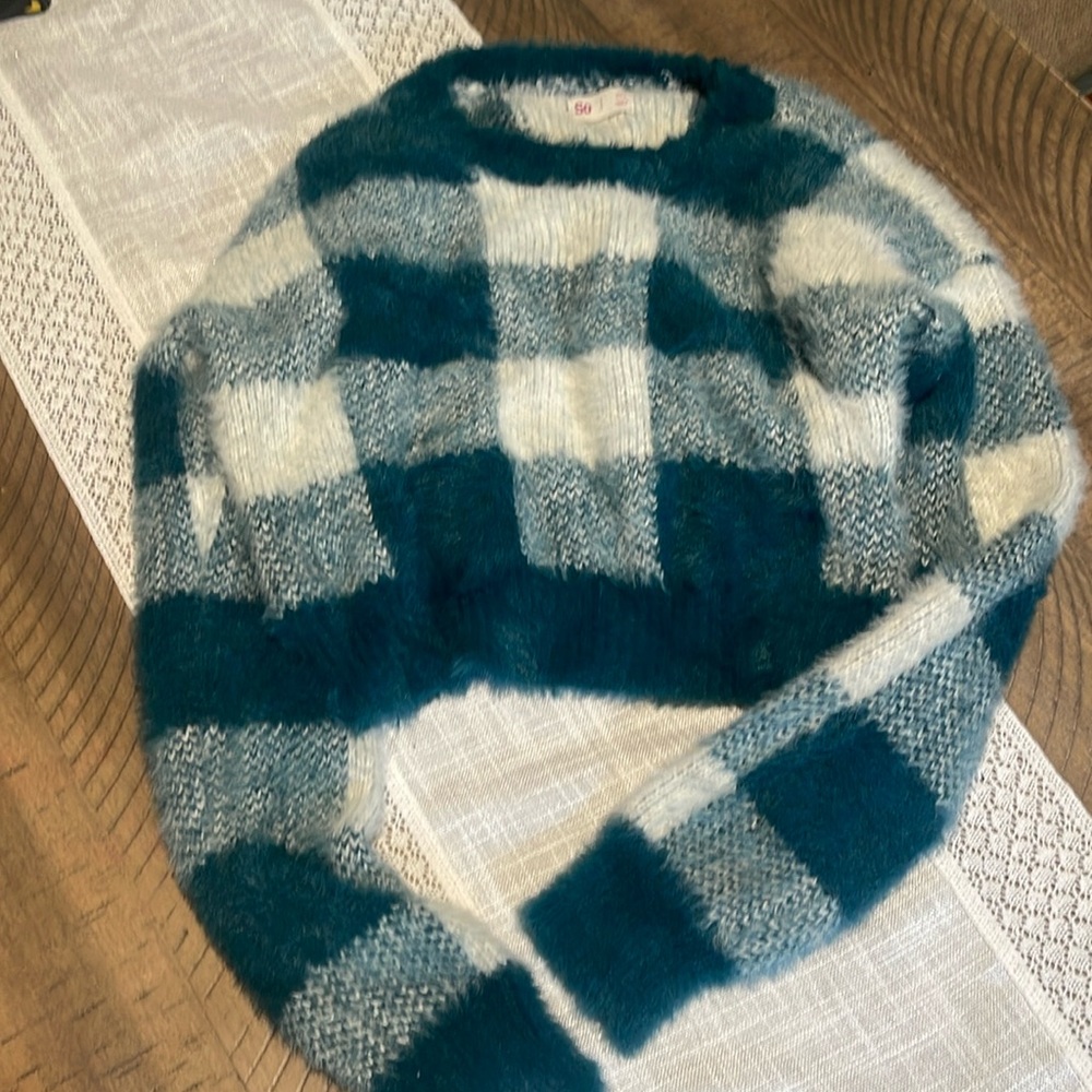 So cropped fuzzy sweater